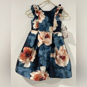 Iris and Ivy floral satin effect party dress for girls, size 6 NWT